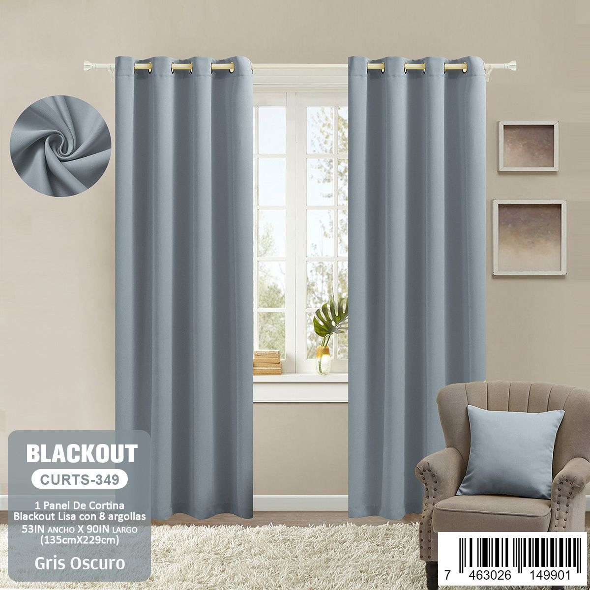 Cortina blackout de un panel