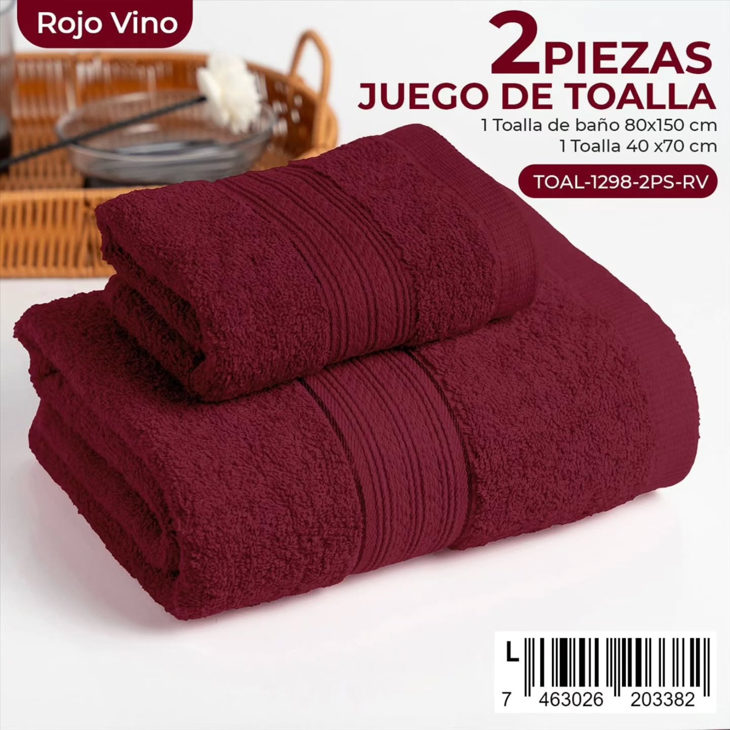 Juego de toallas vino de 2 piezas