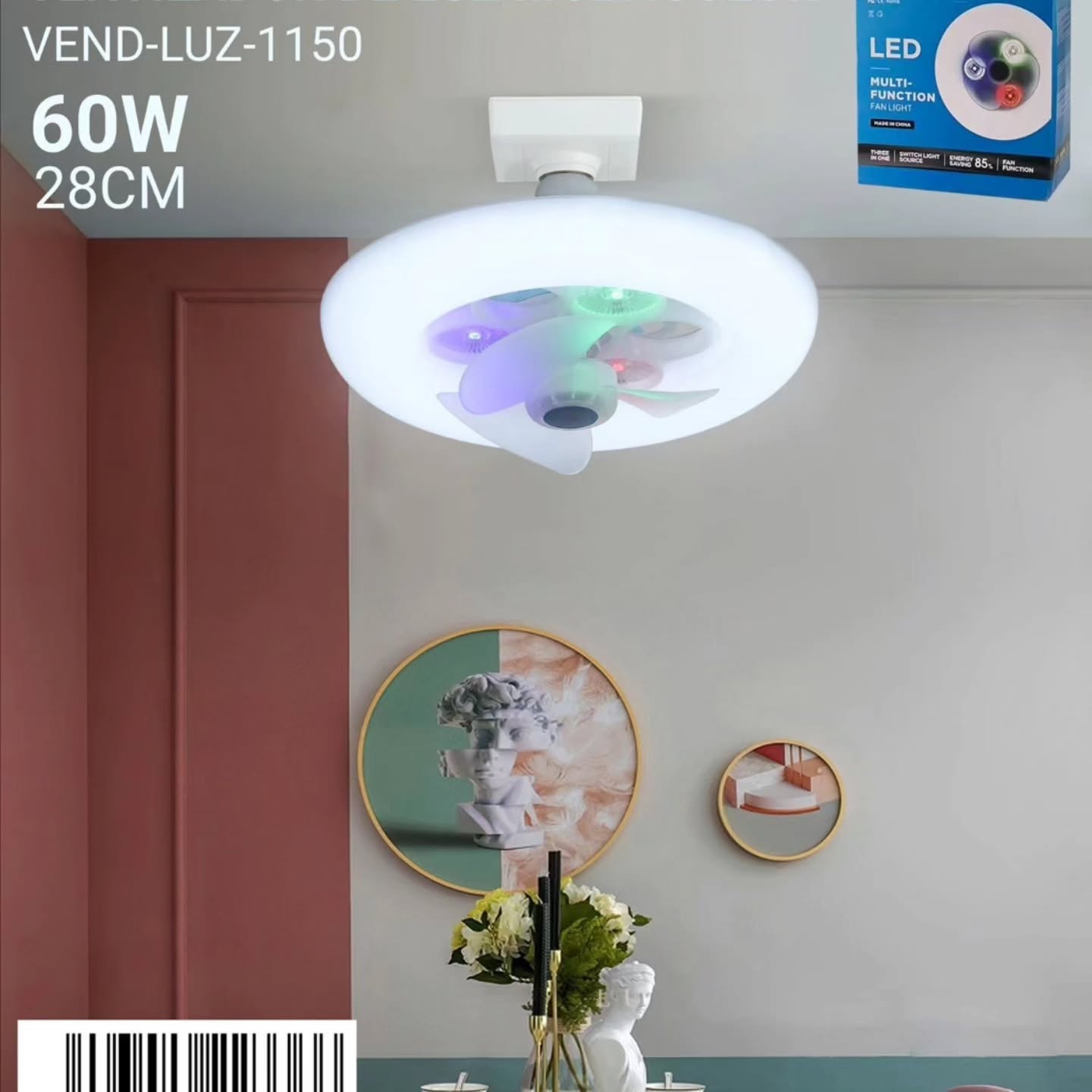 Ventilador con luz multicolor