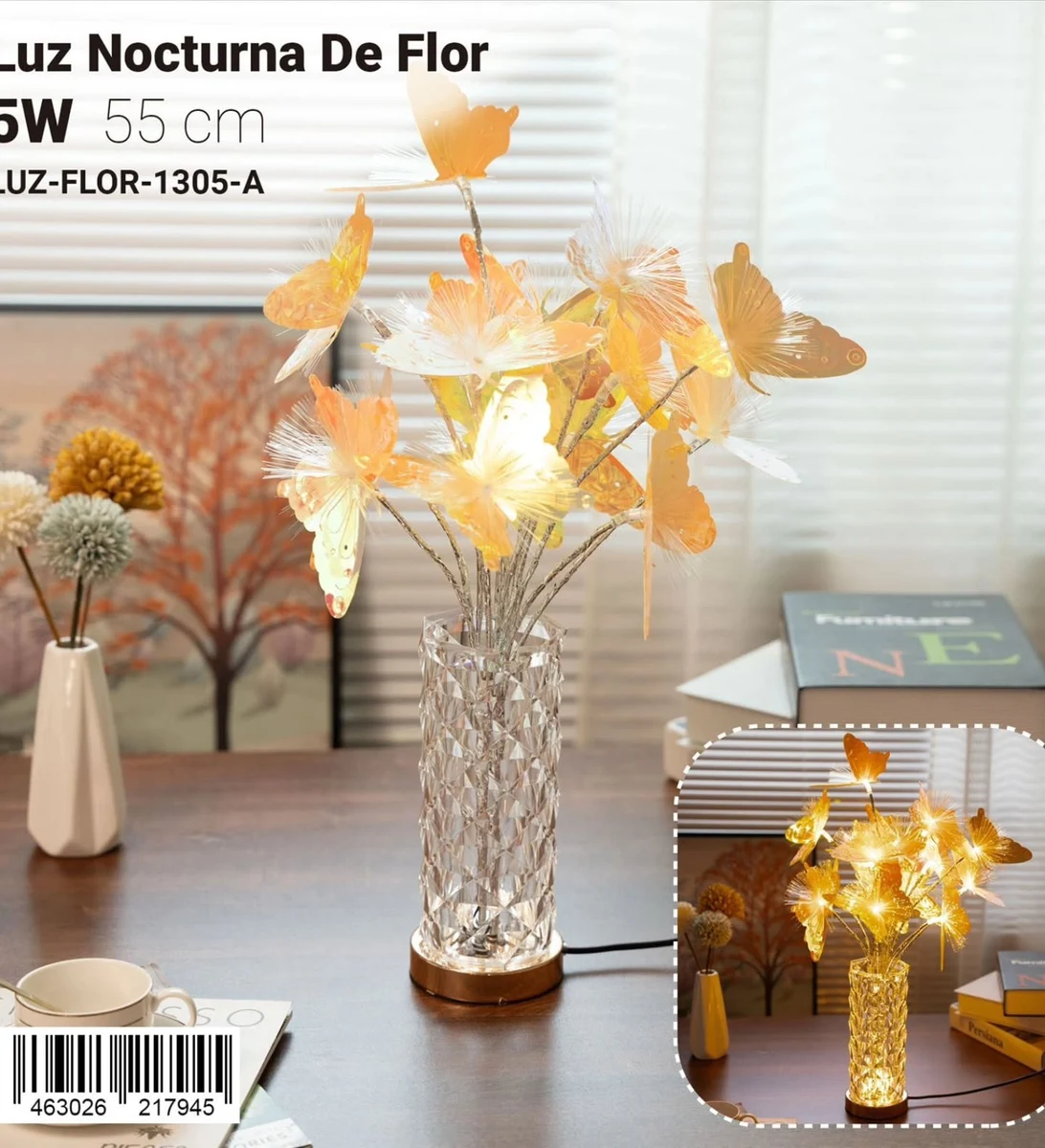 Luz nocturna decorativa de mariposas, 55 cm