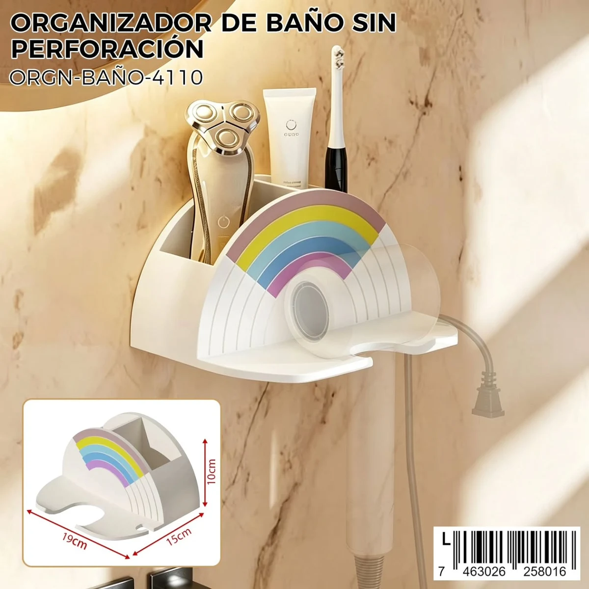 Organizador de bano sin perforacion