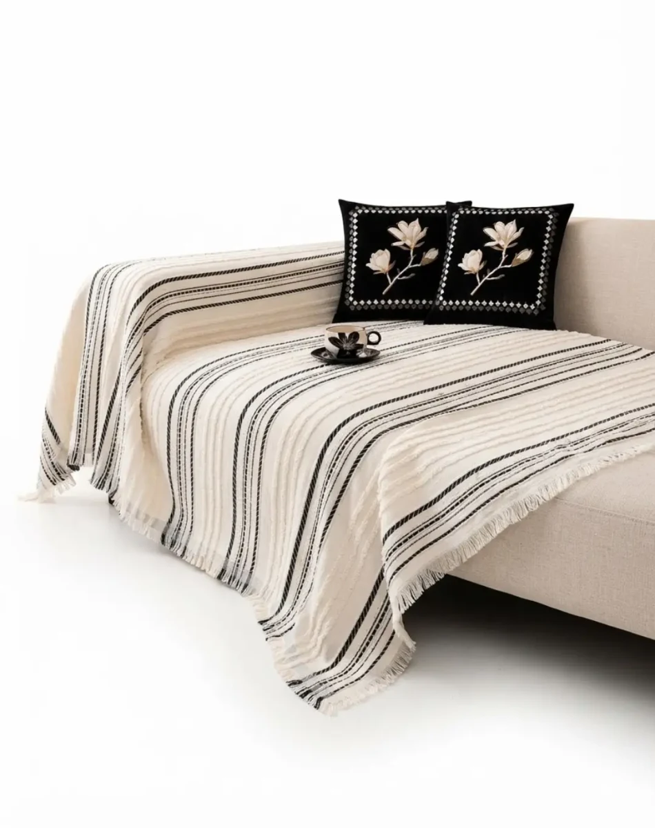 Manta a rayas para sofa de 130 x 180 cm