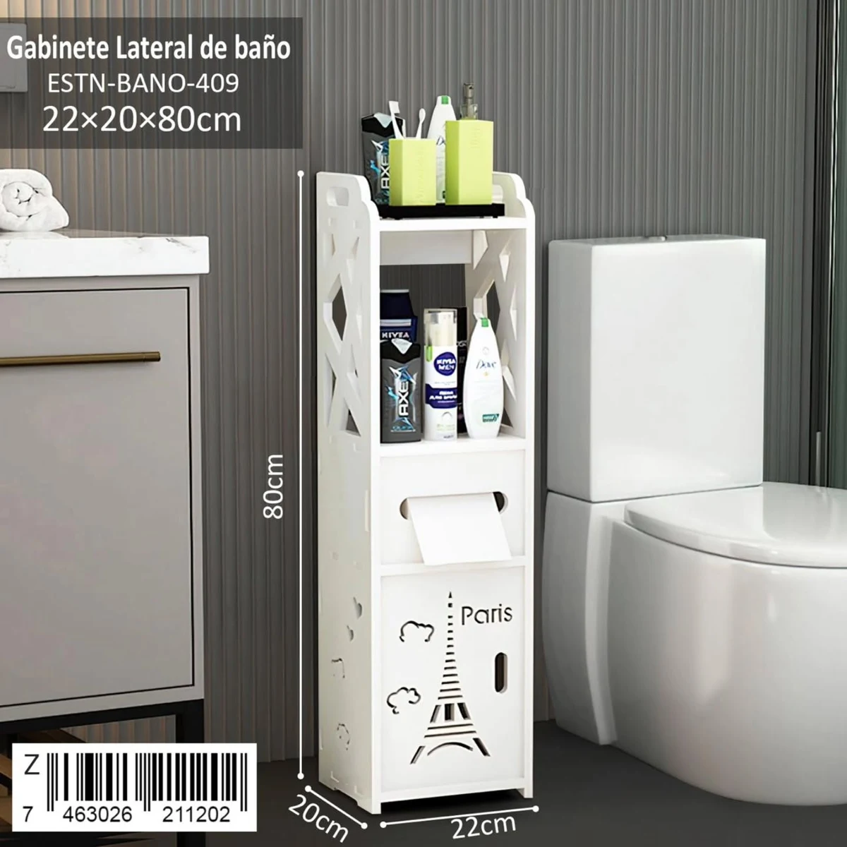 Gabinete lateral de bano 80 cm