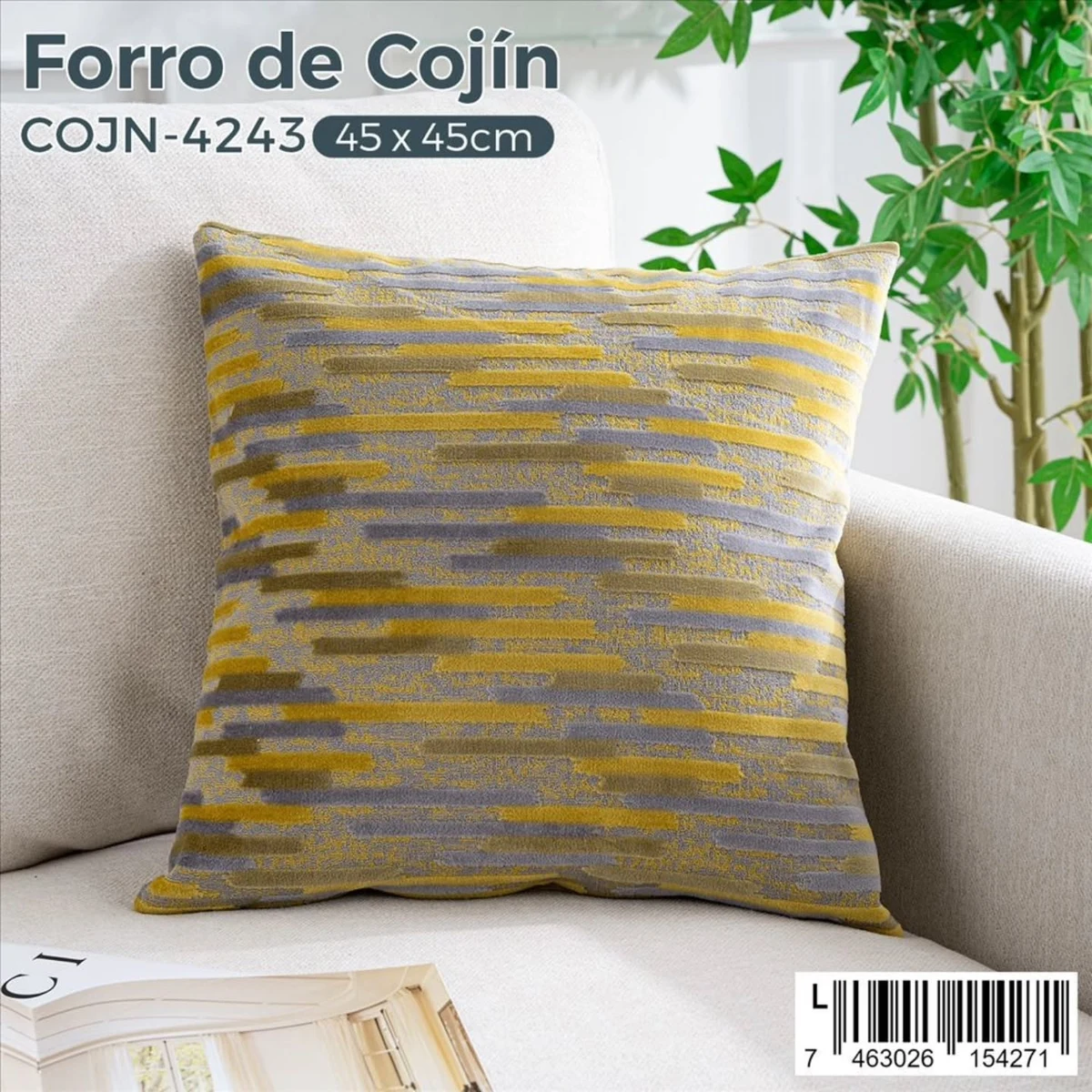 Forro de cojin texturizado de franjas 45 x 45 cm