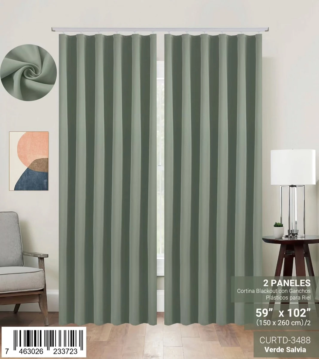 Par de cortinas blackout para riel 150 x 260 cm