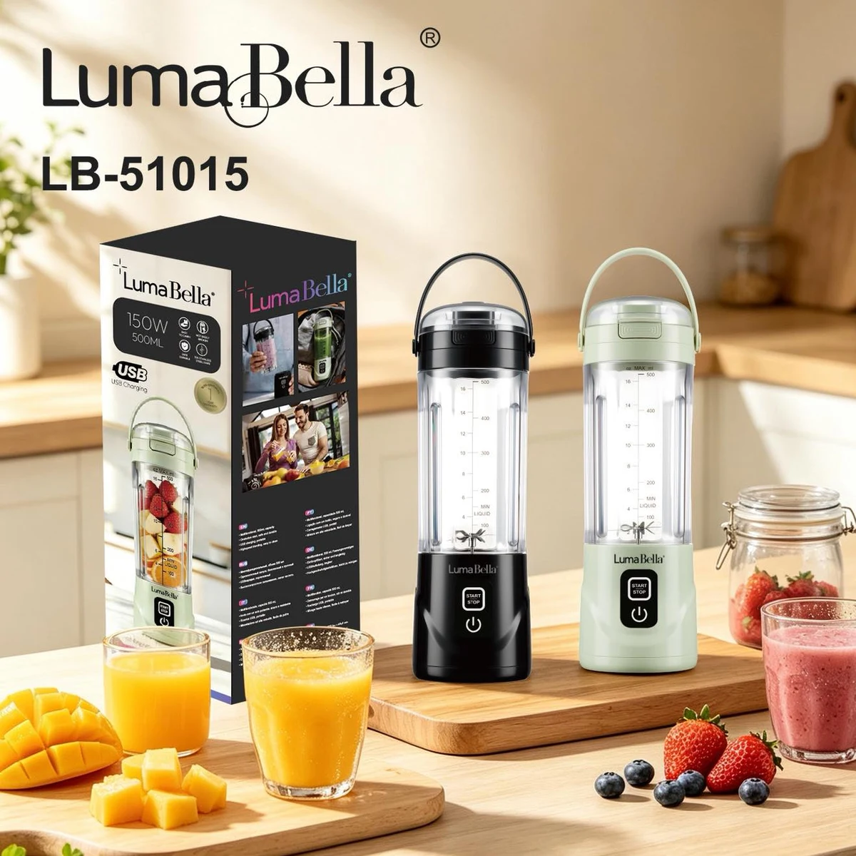 Licuadora portatil LumaBella LB-51015 de 500 ml