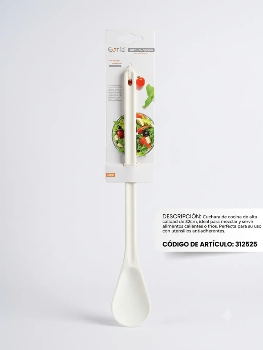 Cuchara de cocina blanca de 32 cm
