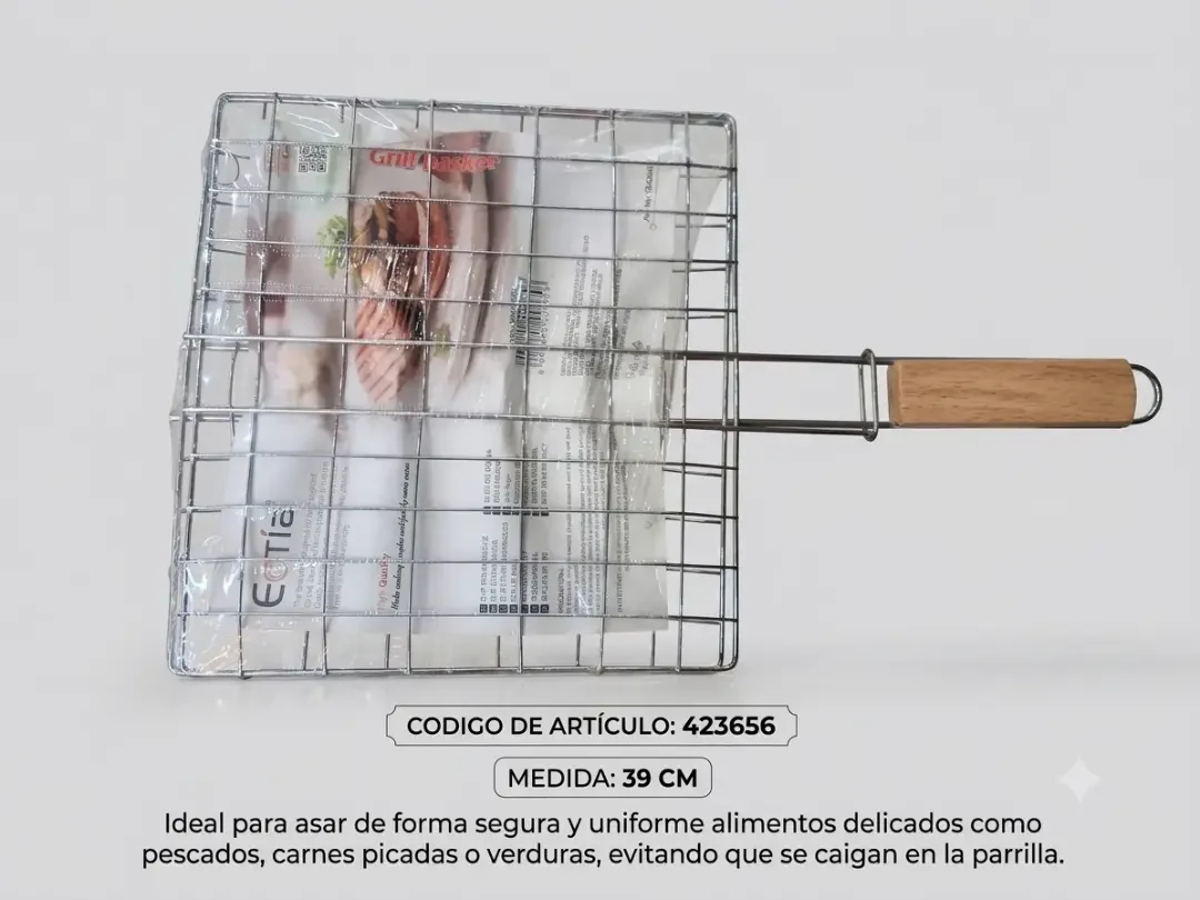 Parrilla rectangular de mano de 39 cm