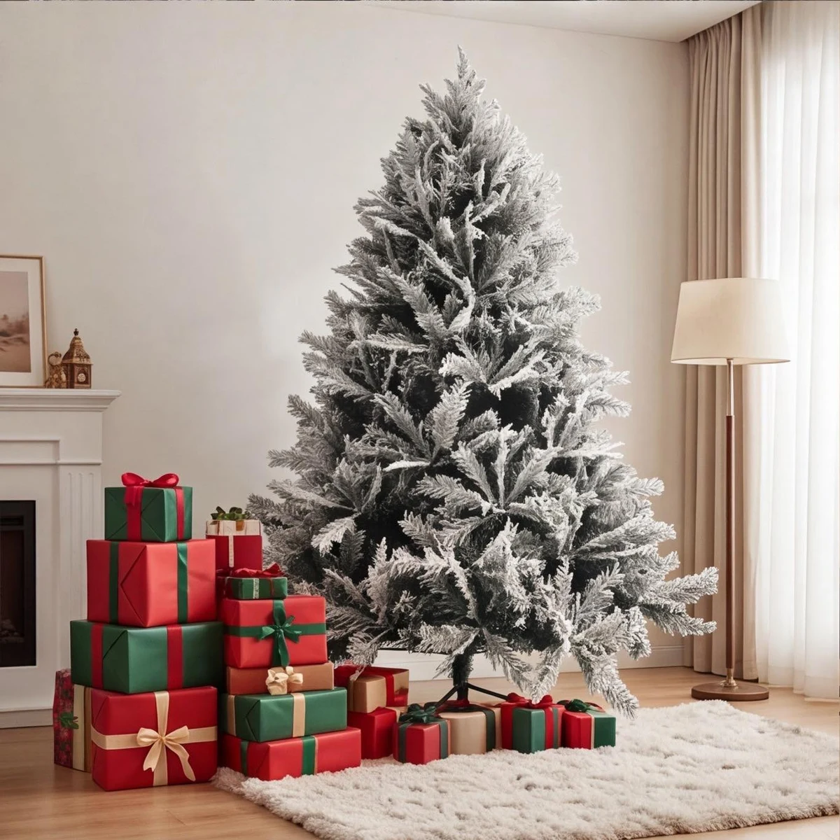 Arbol de Navidad nevado de ramas planas - modelo 3
