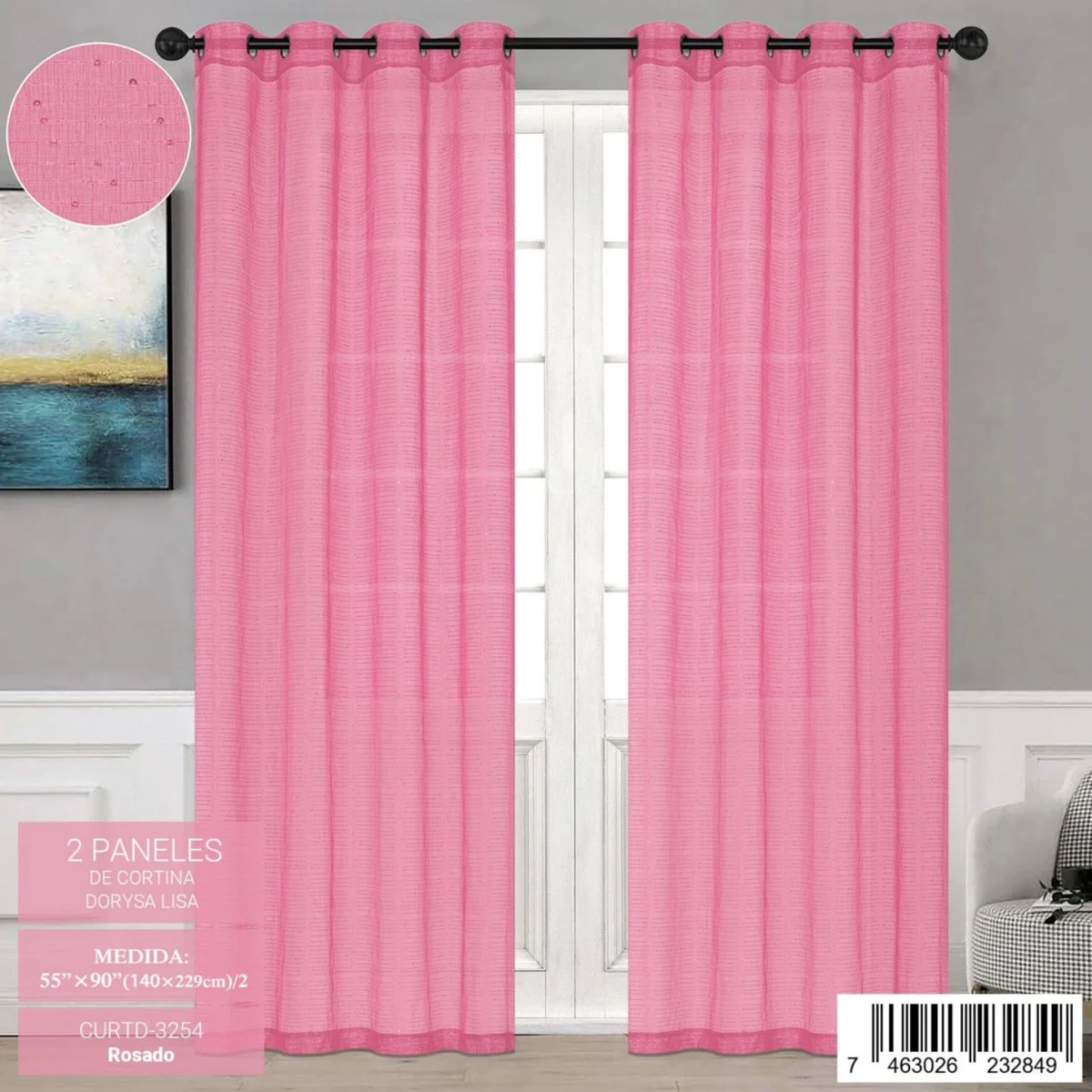 Par de cortinas Dorysa lisas con argollas