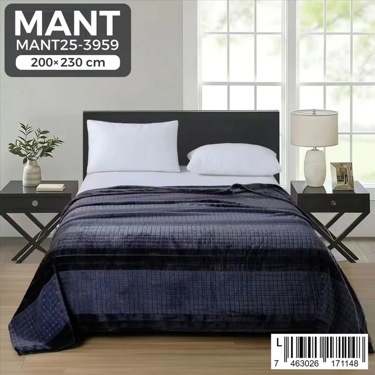 Manta de cuadricula y franjas de 200 x 230 cm