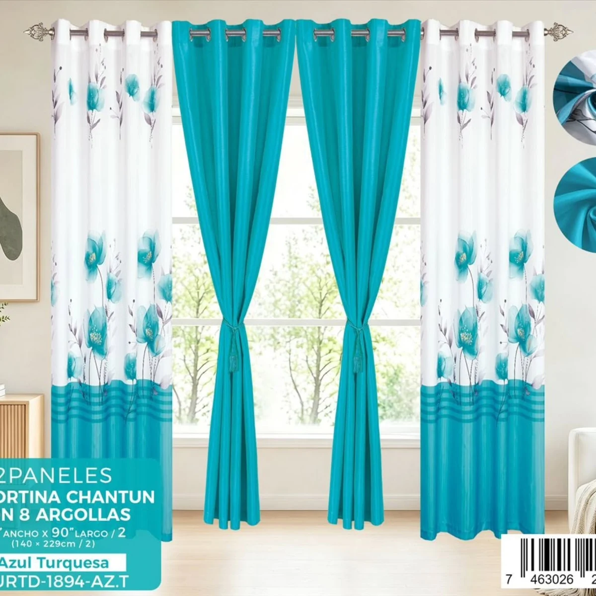 Par de cortinas Chantun con flores