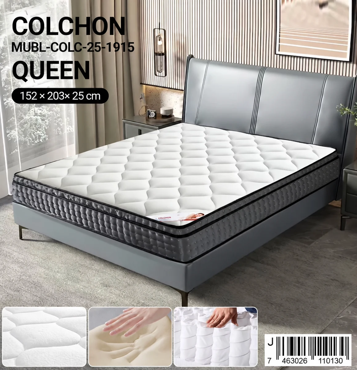 Colchon Queen de 152 x 203 x 25 cm