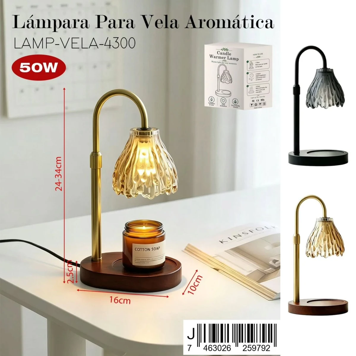 Lampara para vela de pantalla facetada