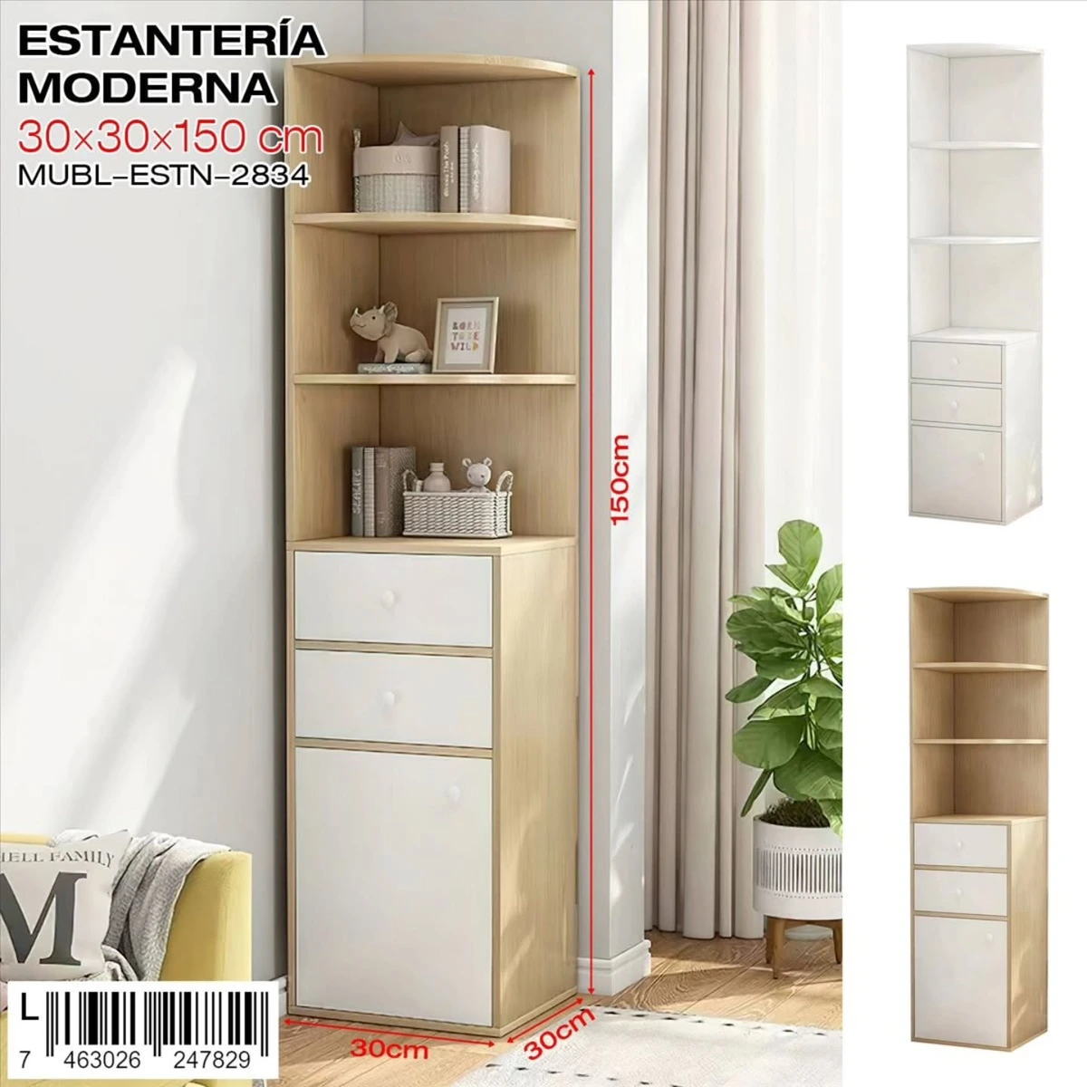 Estanteria estrecha con almacenamiento de 30 x 30 x 150 cm