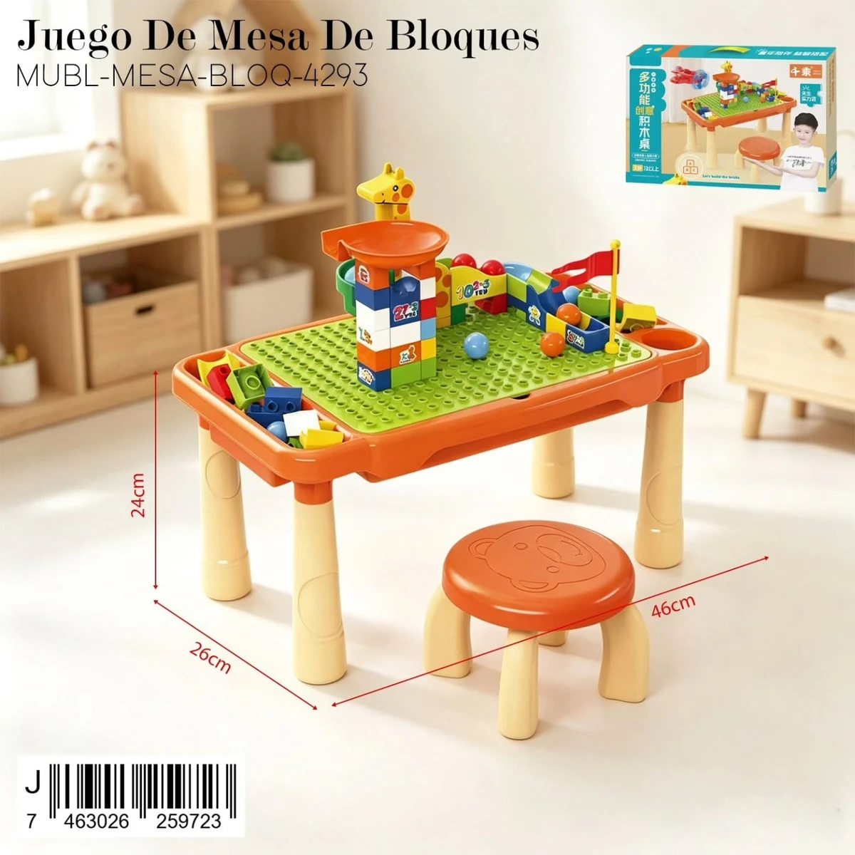 Mesa de bloques con banquito