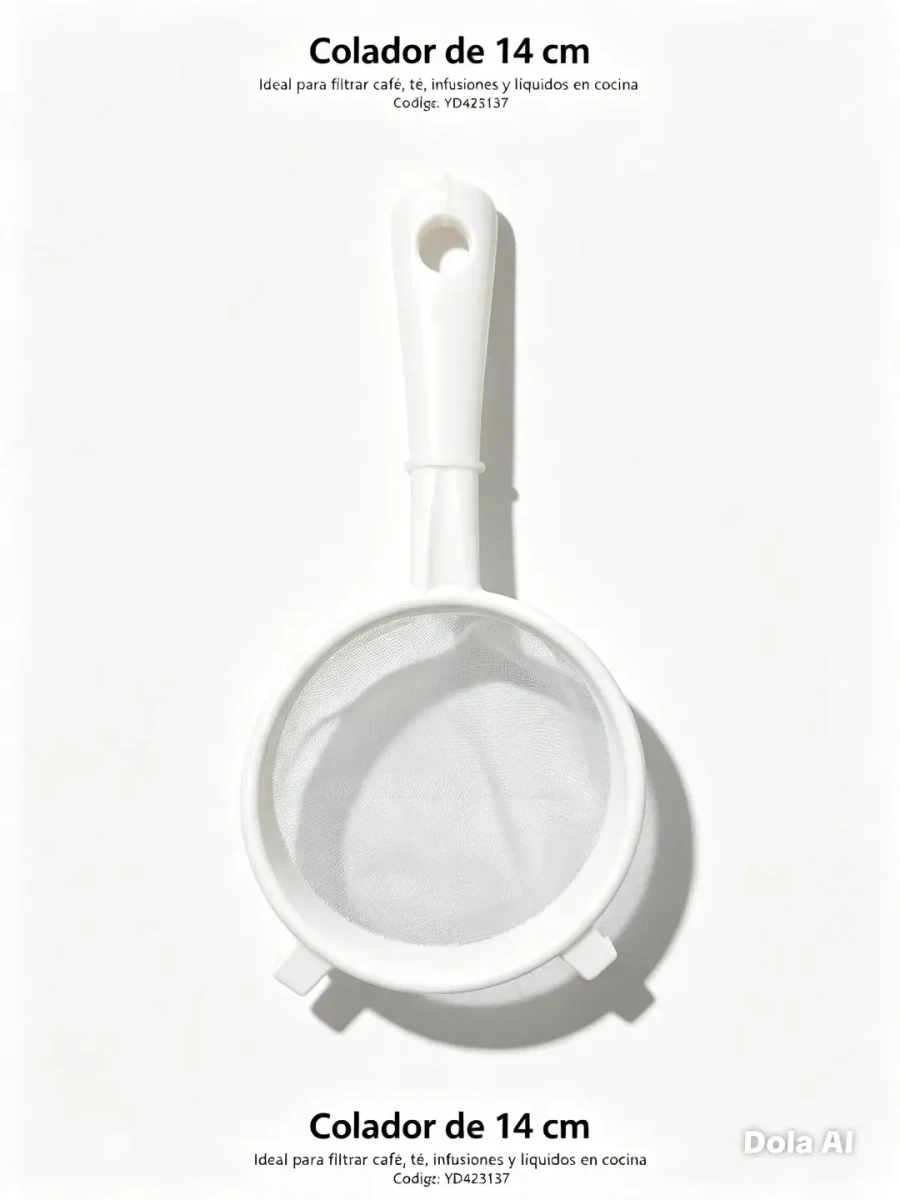 Colador plastico blanco de 14 cm