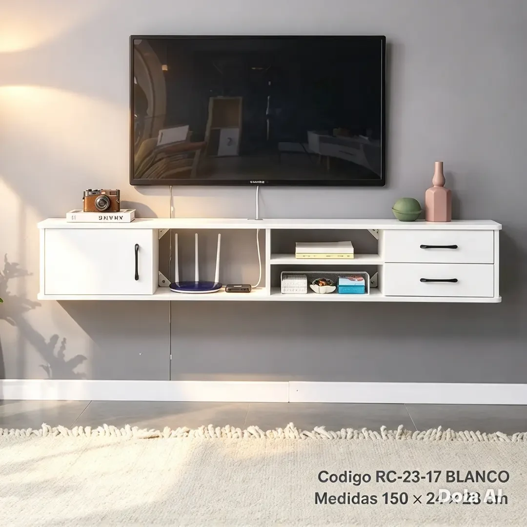 Estante flotante con puerta y dos gavetas de 150 o 170 cm