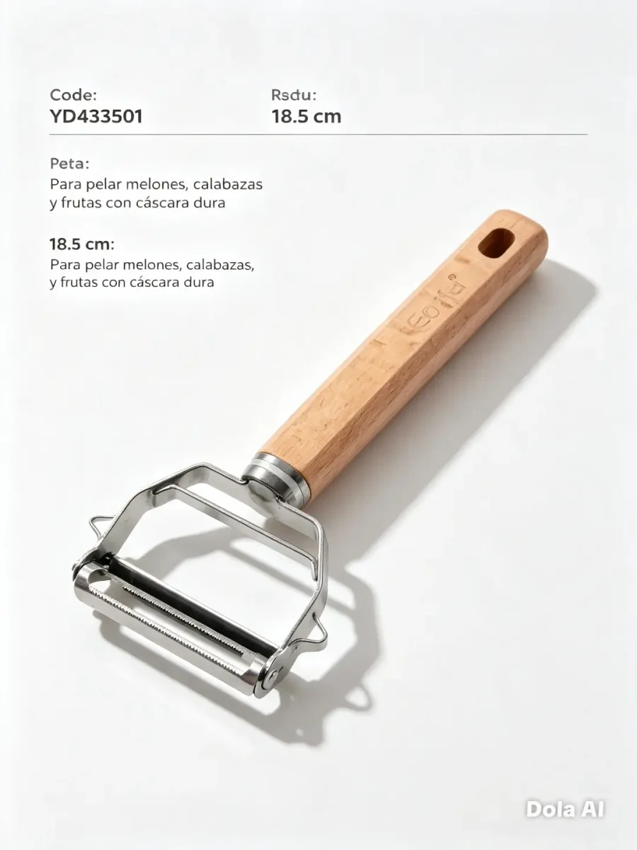 Pelador de frutas con mango de madera de 18.5 cm