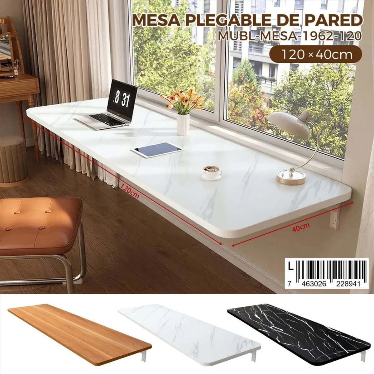 Mesa plegable de pared de 120 cm