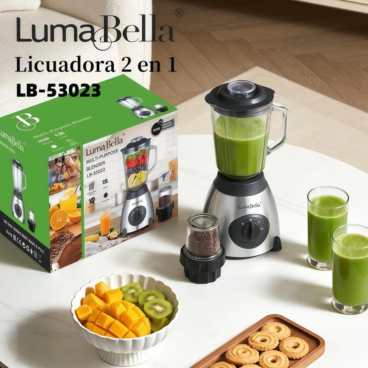 Licuadora LumaBella LB-53023 2 en 1 de 1.5 L
