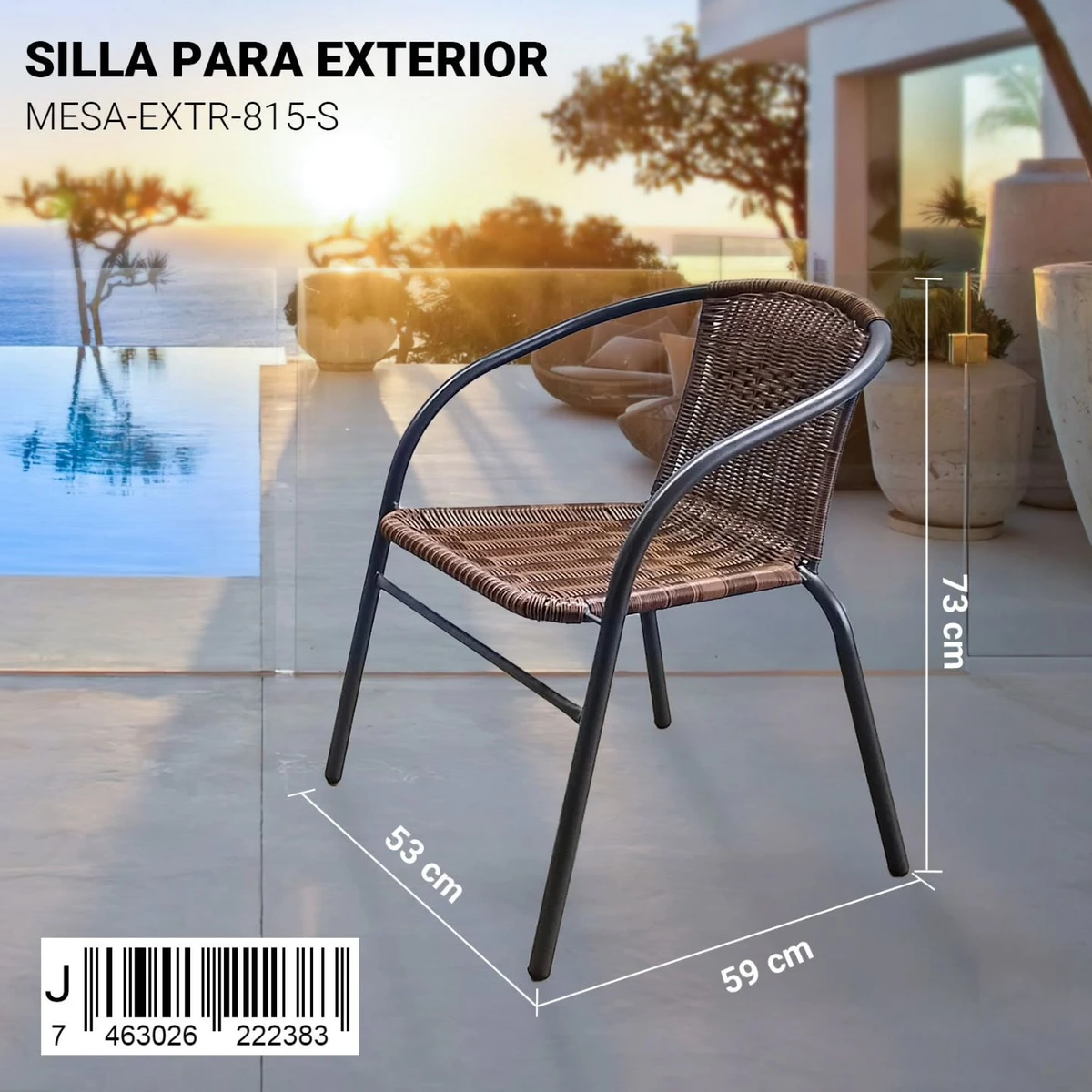 Silla para exterior de asiento trenzado