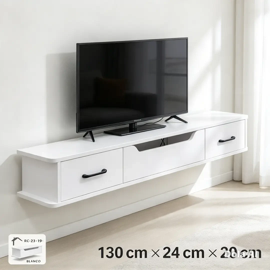 Estante flotante de 130 cm con gavetas laterales