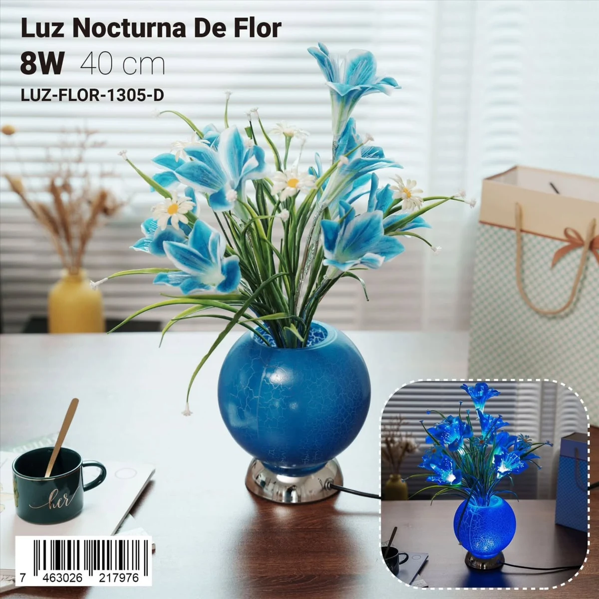 Luz nocturna de flores con base redonda, 40 cm