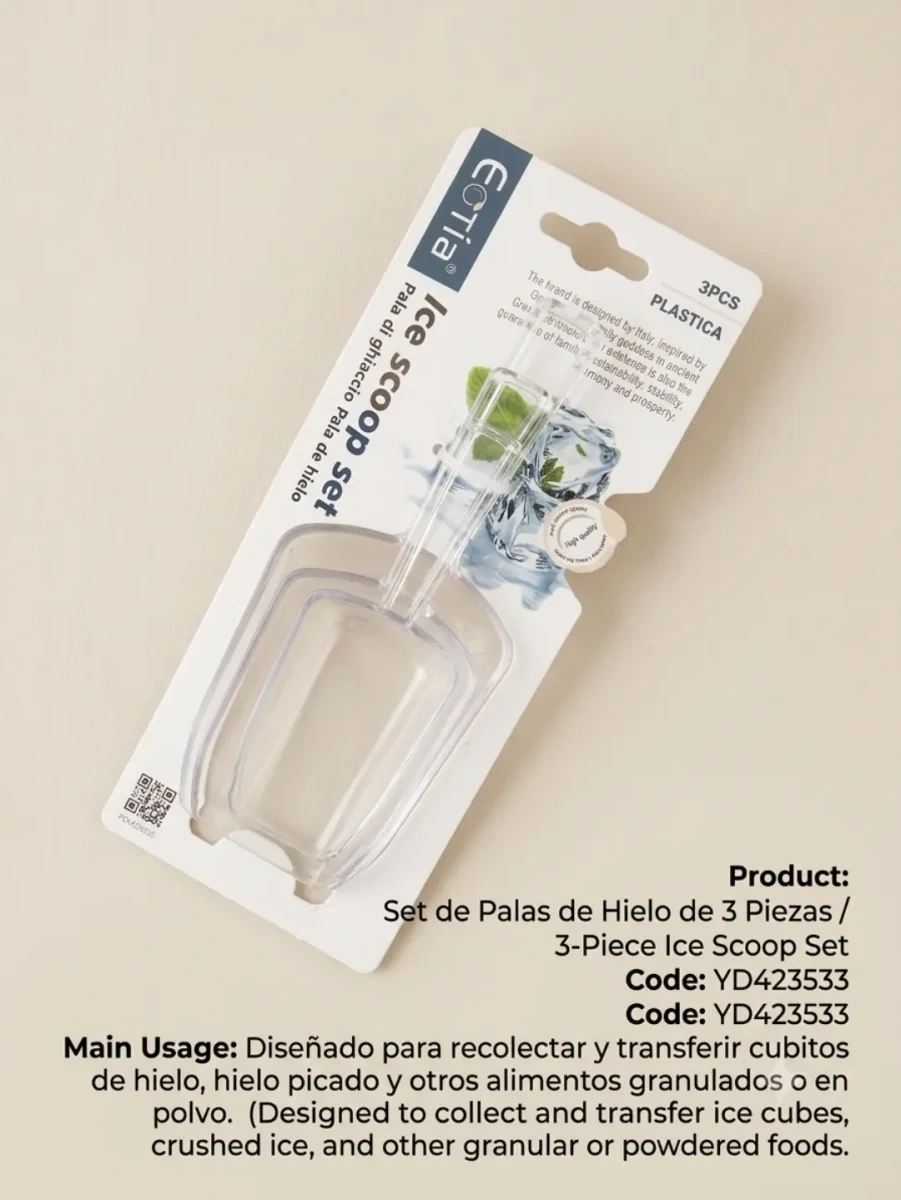 Juego de tres palas transparentes para hielo