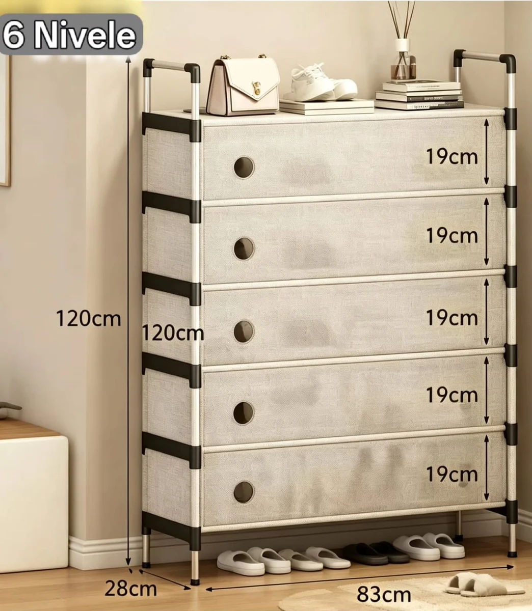 Zapatera de seis niveles de 83 x 28 x 120 cm