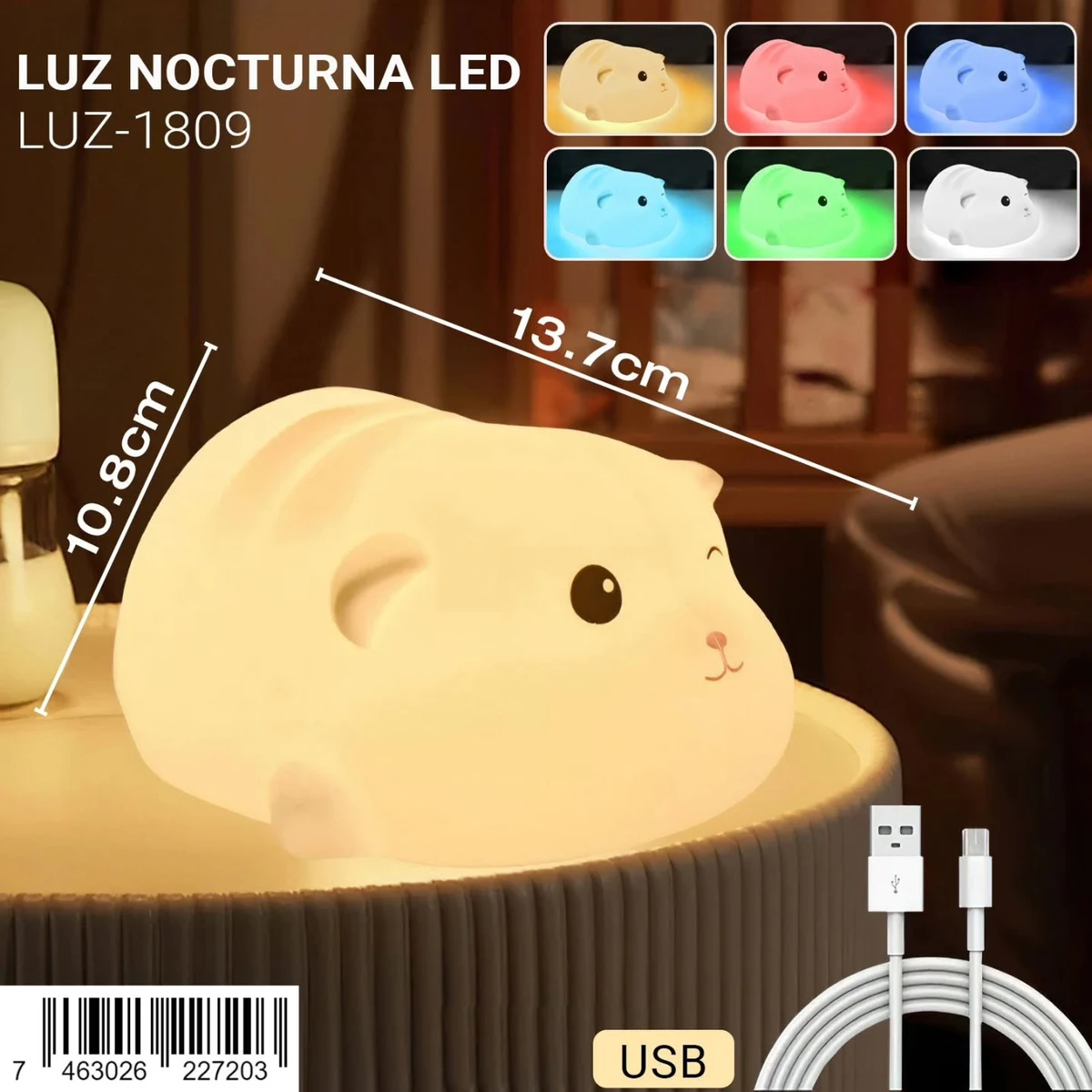 Luz nocturna LED USB decorativa